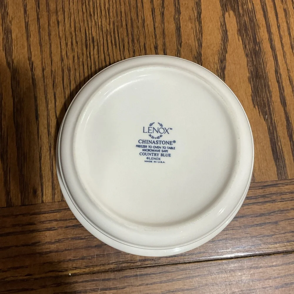 Pretty Lenox Chinastone Country Blue White Bowl with Blue Scroll Motif made USA